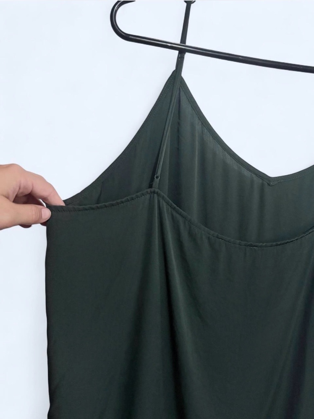 Quince Dark Green Satin Slip Cami - Picture 3 of 6